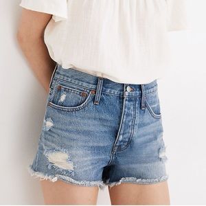Madewell Relaxed Denim Shorts in Homecrest Wash: Ripped Edition